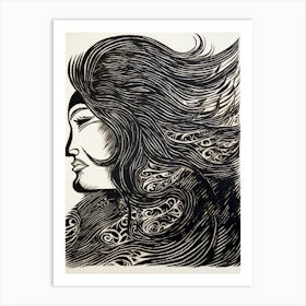 Hair In The Wind Face Portrait 1 Art Print