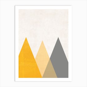 Mountains Mustard Abstract Art Print