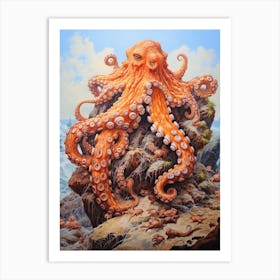 Giant Pacific Octopus Illustration 18 Art Print