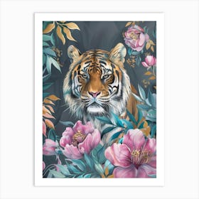 Tiger In Bloom Art Print