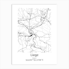 Liege,Belgium Minimalist Map Art Print