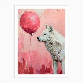 Cute Arctic Wolf 3 With Balloon Art Print