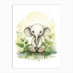 Elephant Painting Meditating Watercolour 1 Art Print