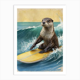 Otter Surfing Art Print