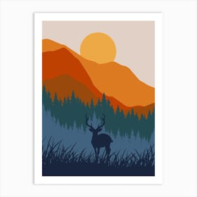 Deer In The Mountains 1 Art Print