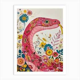 Floral Animal Painting Snake 2 Art Print