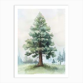 Sequoia Tree Atmospheric Watercolour Painting 6 Art Print