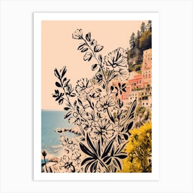 Positano, Flower Collage 1 Art Print