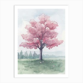 Cherry Tree Atmospheric Watercolour Painting 2 Art Print