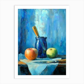 Still Life With Apples And Knife Art Print