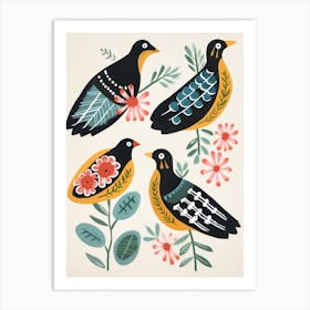 Folk Style Bird Painting Grouse 1 Art Print