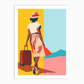 Woman With Suitcase Art Print