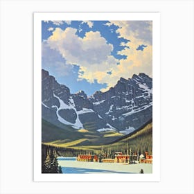 Lake Louise, Canada Ski Resort Vintage Landscape 1 Skiing Poster Art Print