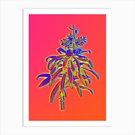 Neon Pleomele Botanical in Hot Pink and Electric Blue n.0333 Art Print