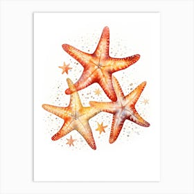 Starfish Watercolour In Autumn Colours 2 Art Print