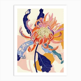 Colourful Flower Illustration Chrysanthemum 3 Art Print