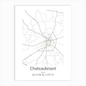 Chateaubriant,France Minimalist Map Art Print