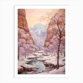 Dreamy Winter Painting Zion National Park United States 1 Art Print