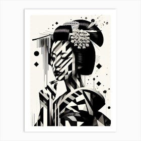 Geisha Minimal Black and White Art Print