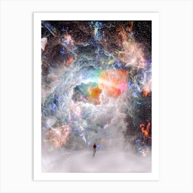 Alone On The Moon In Front Of The Cosmos Art Print