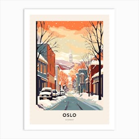 Vintage Winter Travel Poster Oslo Norway 3 Art Print