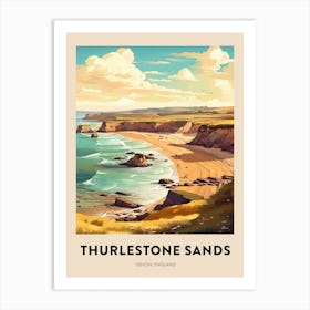 Devon Vintage Travel Poster Thurlestone Sands Art Print
