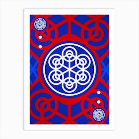 Geometric Abstract Glyph in White on Red and Blue Array n.0011 Art Print