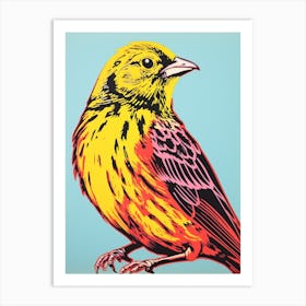 Andy Warhol Style Bird Yellowhammer 4 Art Print