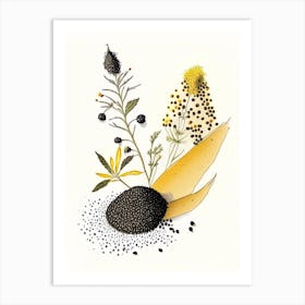 Black Mustard Seeds Spices And Herbs Pencil Illustration 1 Art Print