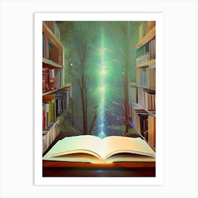 Books Magic Spells Astral Current Magical Fantasy Reading Shelves Spell Book Storytelling Storyteller Literature Library Dream Open Book Art Print