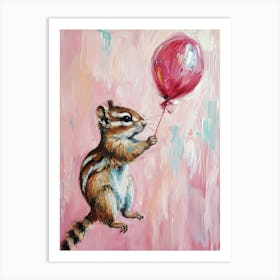 Cute Chipmunk 4 With Balloon Art Print