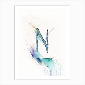 N  Letter, Alphabet Minimalist Watercolour 1 Art Print