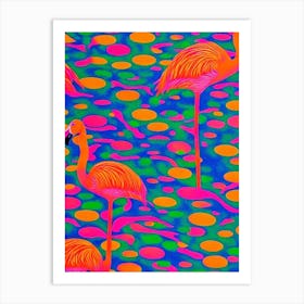 Flamingo Yayoi Kusama Style Illustration Bird Art Print