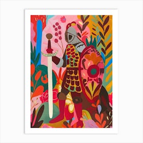 Matisse Inspired, Knight In The Forest, Fauvism Style Art Print