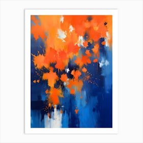 Abstract painting - orange and dark blue Art Print