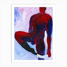 Red Blue Undresser - male nude homoerotic gay art man naked Anton Maliar vertical hand painted Art Print