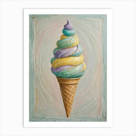 Ice Cream Cone In Pastel Art Print