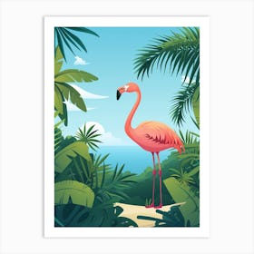 Greater Flamingo South Asia India Tropical Illustration 5 Art Print