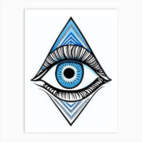 Third Eye Symbolism, Symbol, Third Eye Blue & White 4 Art Print