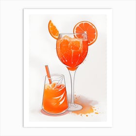 Aperol With Ice And Orange Watercolor Vertical Composition 31 Art Print