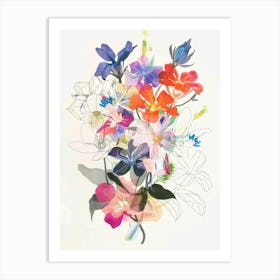 Lobelia 1 Collage Flower Bouquet Art Print