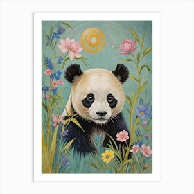 Floral Panda Bear Art Print