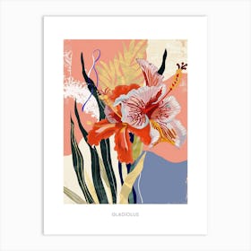 Colourful Flower Illustration Poster Gladiolus 4 Art Print