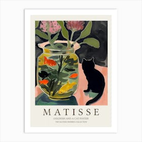 Goldfish And Black Cat Matisse Inspired Art Print
