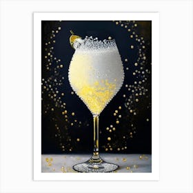 French 75 Pointillism Cocktail Poster Art Print