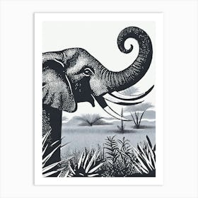 A Mighty Elephant Trumpet Among Savannah Grasses Art Print