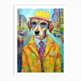 Dapper Dog Dreams; Stylish Strokes In Oil Art Print