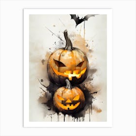 Getaucht in Schatten, erwacht zum Gruseln: Kürbis-Kunstwerk für Halloween Art Print