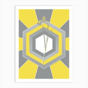 Vintage Blue Pipe Botanical Geometric Art in Yellow and Gray n.349 Art Print