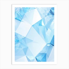 Abstract Geometric Composition Integrating Polygons Soft White And Blue Hues And Transparent Ice (1) Art Print